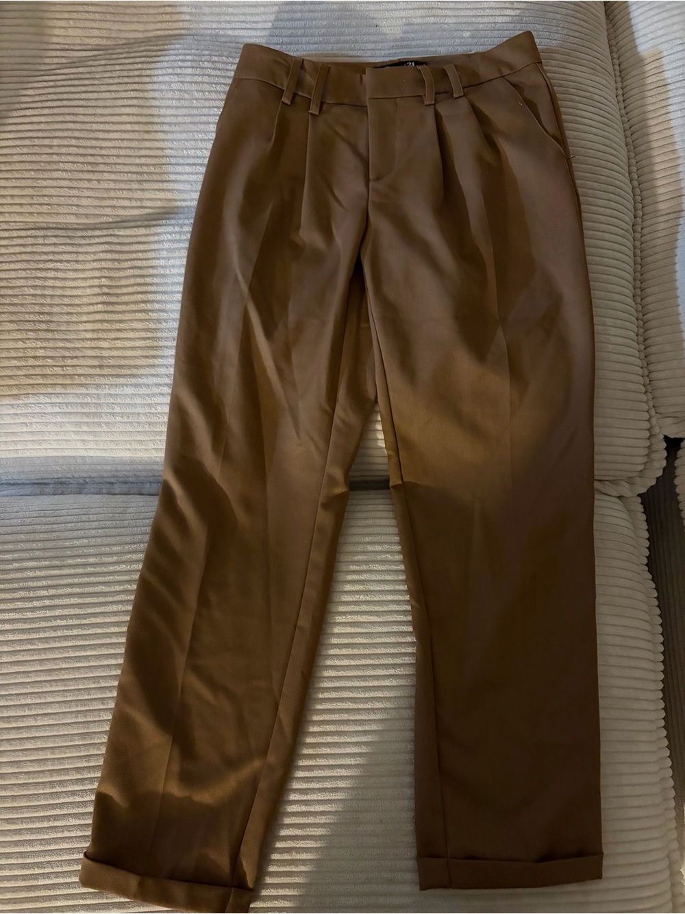 Forever 21 Brown Pleated Tapered Dress Pants NWT
